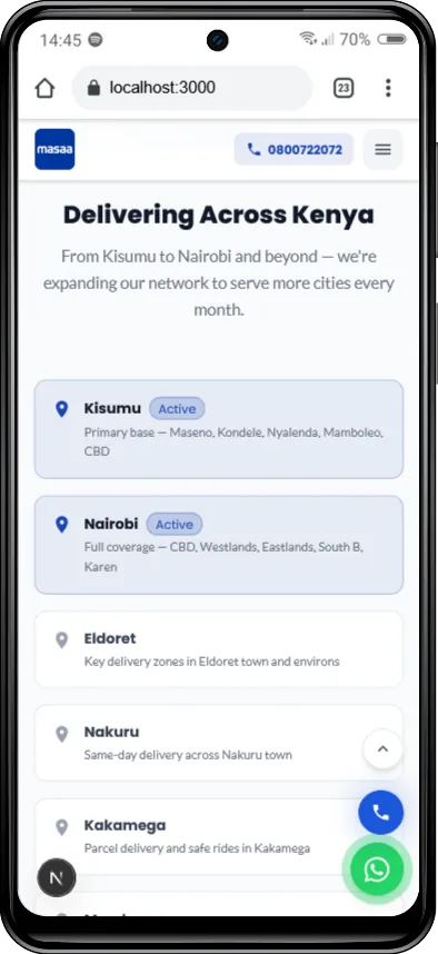 Masaa Chap Chap delivery network cities — mobile view