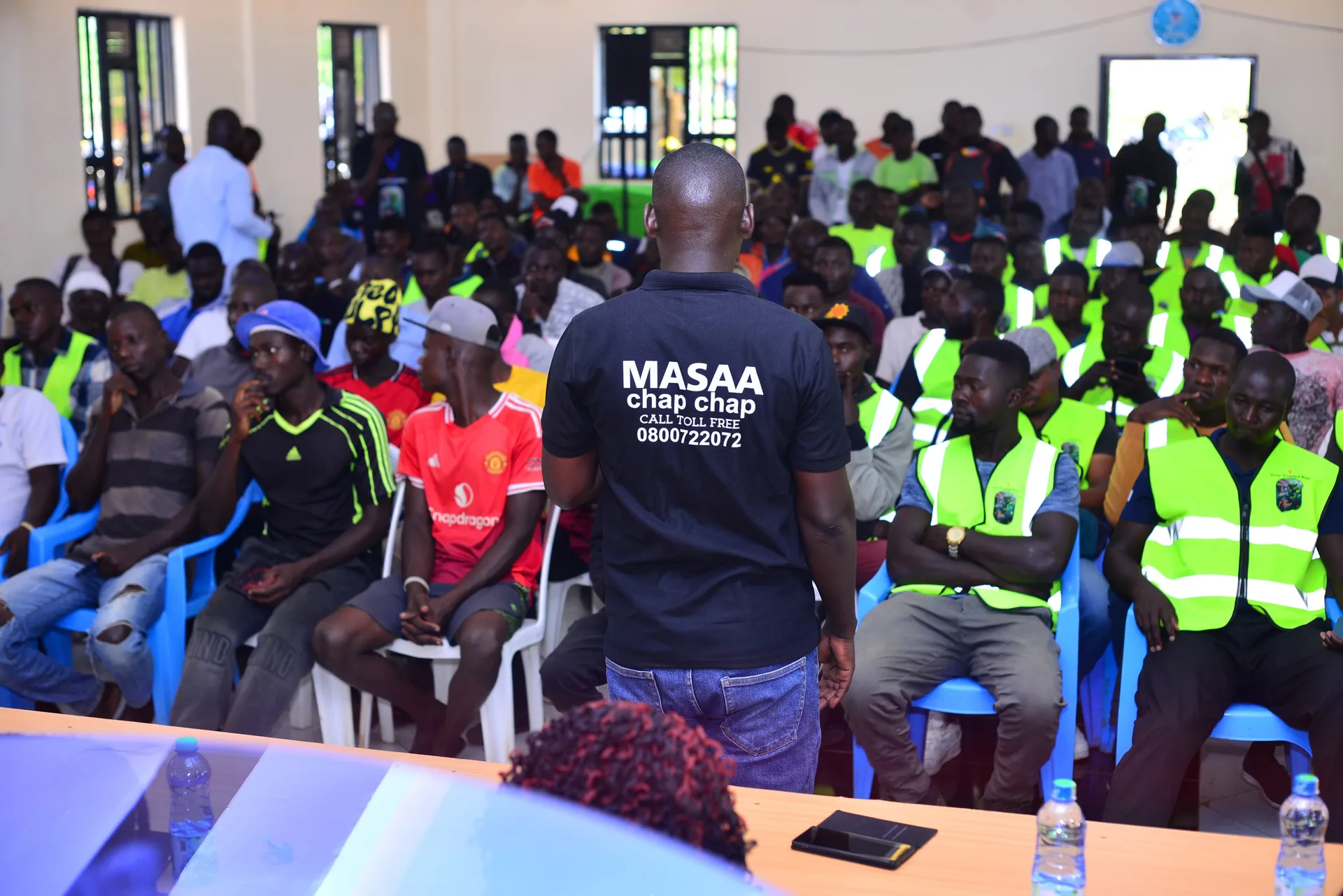 Masaa Chap Chap trainer addressing riders